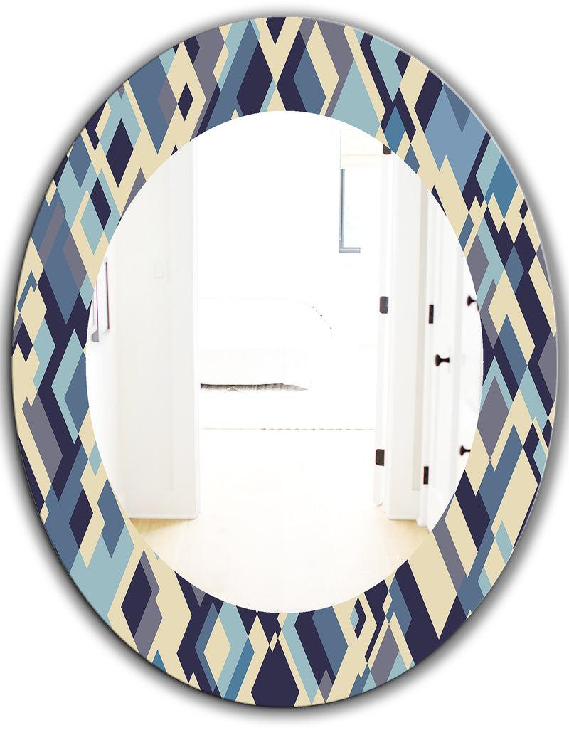 DesignQ Triangular Colourfields 32 - Modern Mirror - Oval Or Round Wall Mirror