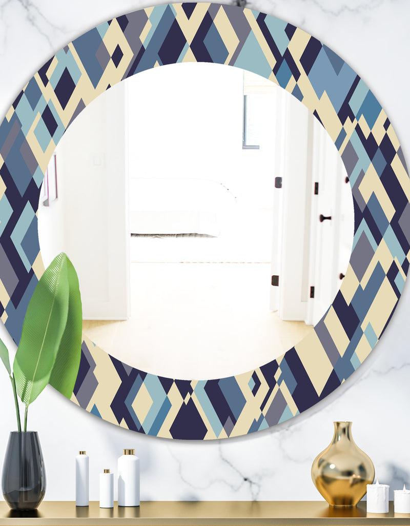 DesignQ Triangular Colourfields 32 - Modern Mirror - Oval or Round Wall Mirror