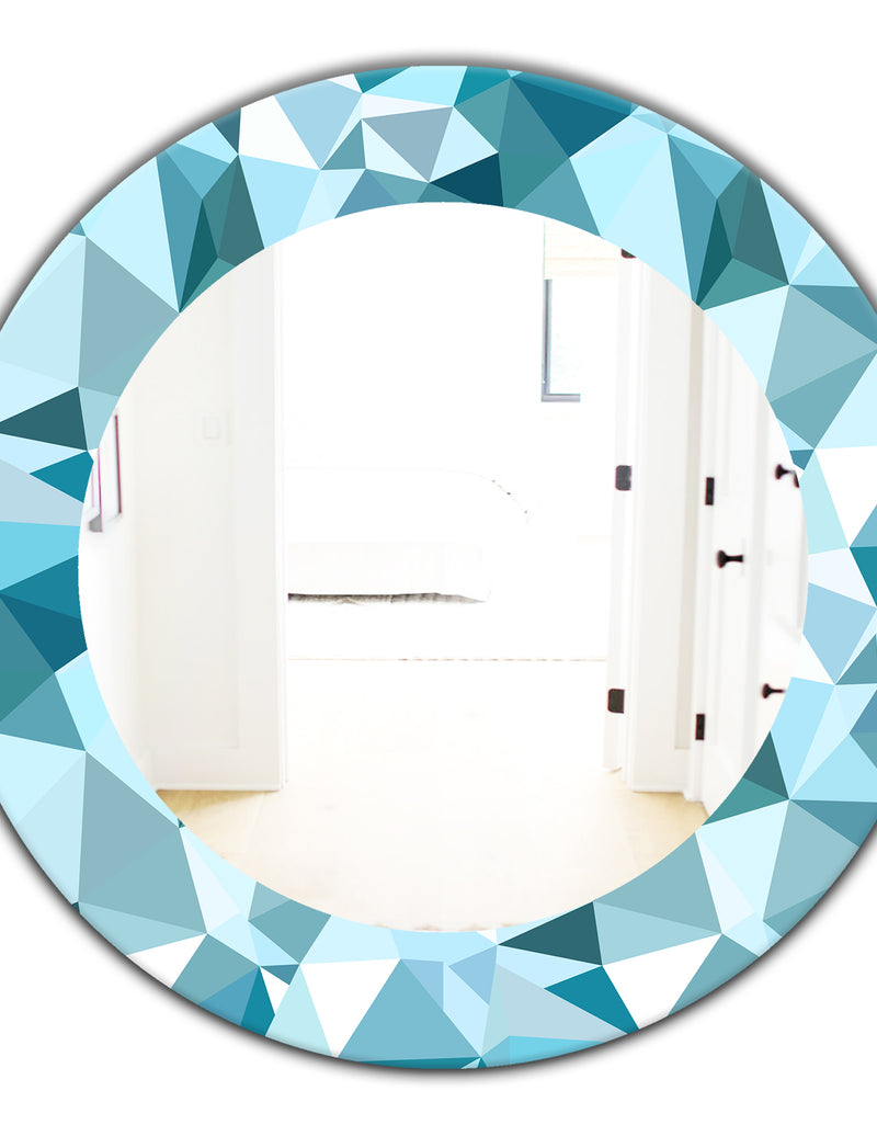 DesignQ Triangular Colourfields 33 - Mid-Century Mirror - Oval Or Round Wall Mirror