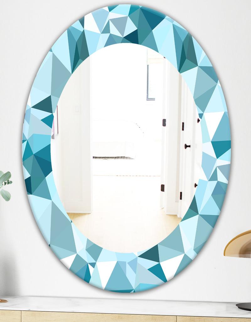 DesignQ Triangular Colourfields 33 - Mid-Century Mirror - Oval Or Round Wall Mirror