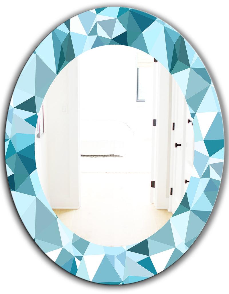 DesignQ Triangular Colourfields 33 - Mid-Century Mirror - Oval Or Round Wall Mirror