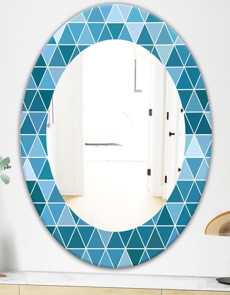 DesignQ Triangular Colourfields 34 - Modern Mirror - Oval Or Round Wall Mirror