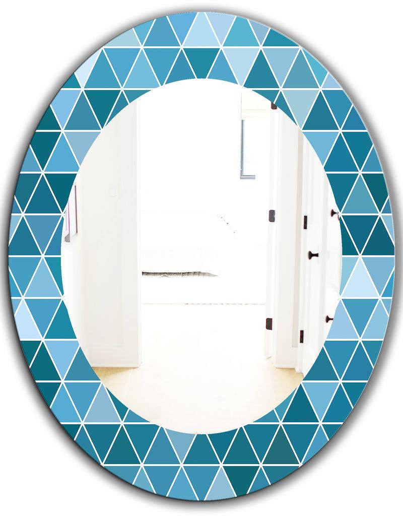 DesignQ Triangular Colourfields 34 - Modern Mirror - Oval Or Round Wall Mirror