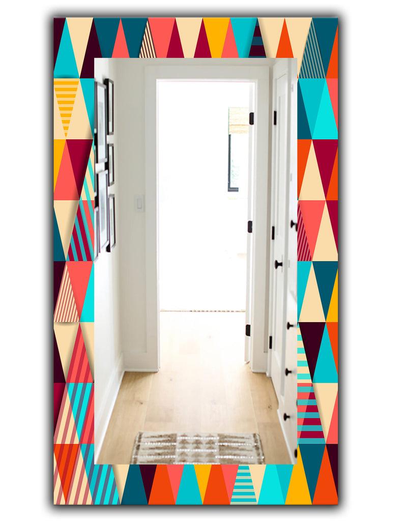 DesignQ Triangular Colourfields 35 - Mid-Century Mirror - Wall Mirror