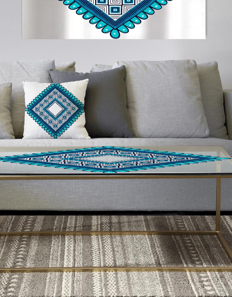 DesignQ Triangular Crenelated - Metal Modern Coffee Table