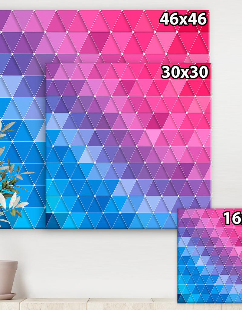 DesignQ Triangular Geometry In Blue Purple And Pink - Modern & Contemporary Canvas Art