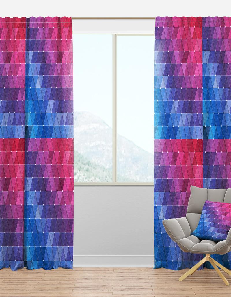 DesignQ Triangular Geometry in Blue Purple and Pink - Modern & Contemporary Curtain Panels