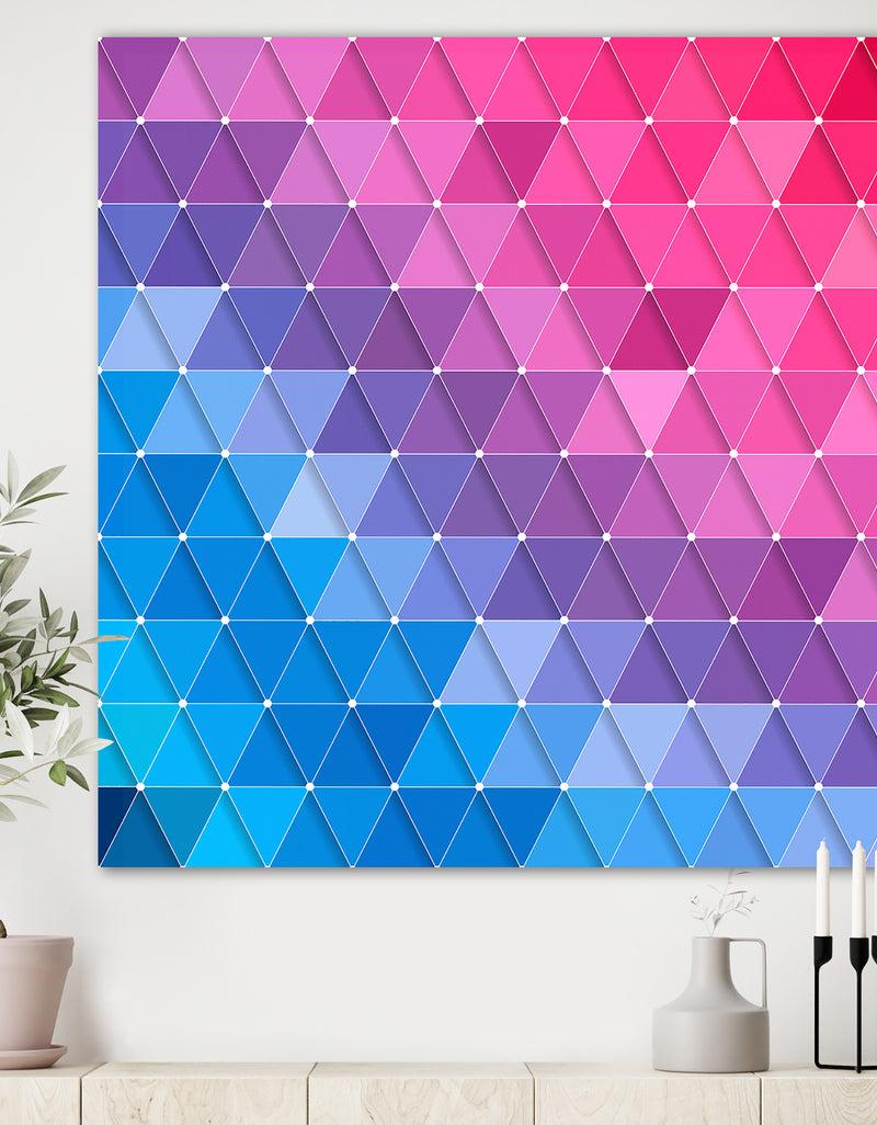 DesignQ Triangular Geometry In Blue Purple And Pink - Modern & Contemporary Canvas Art