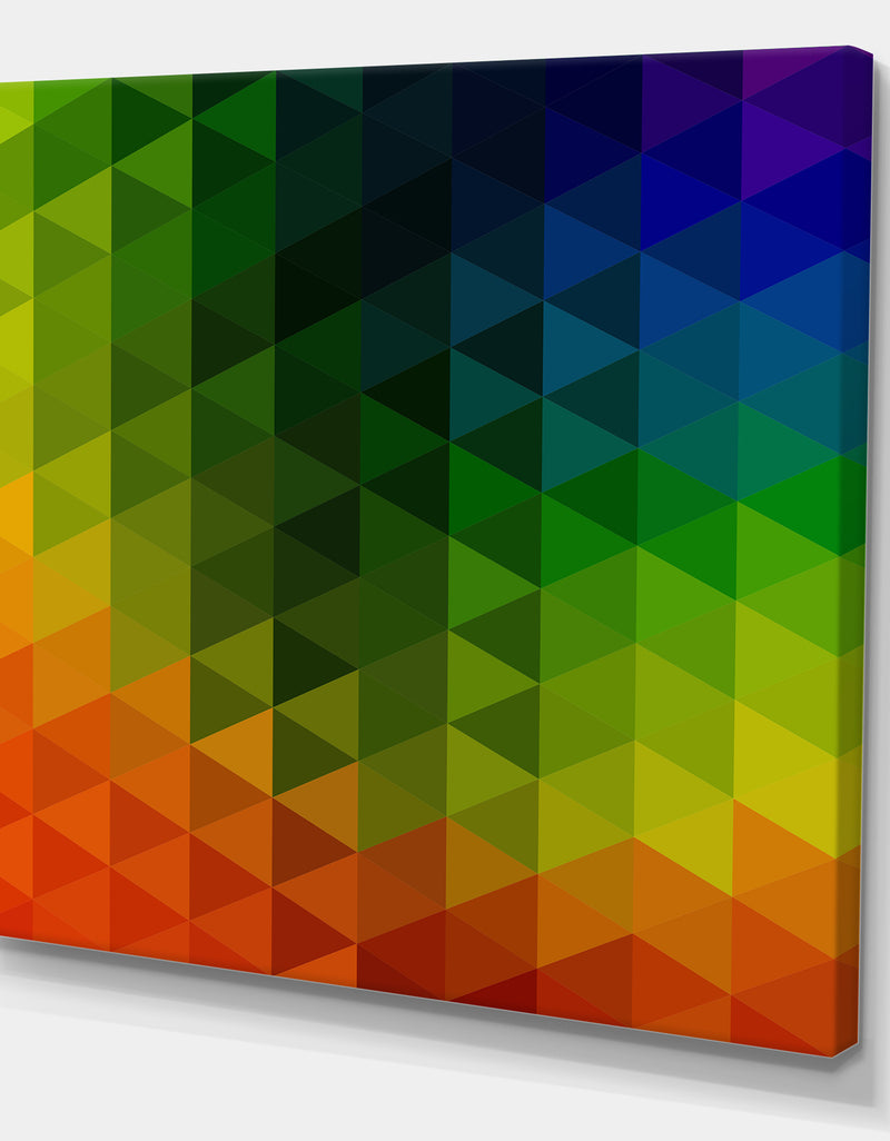 DesignQ Triangular Geometry In Orange Green And Blue - Modern & Contemporary Gallery-wrapped Canvas