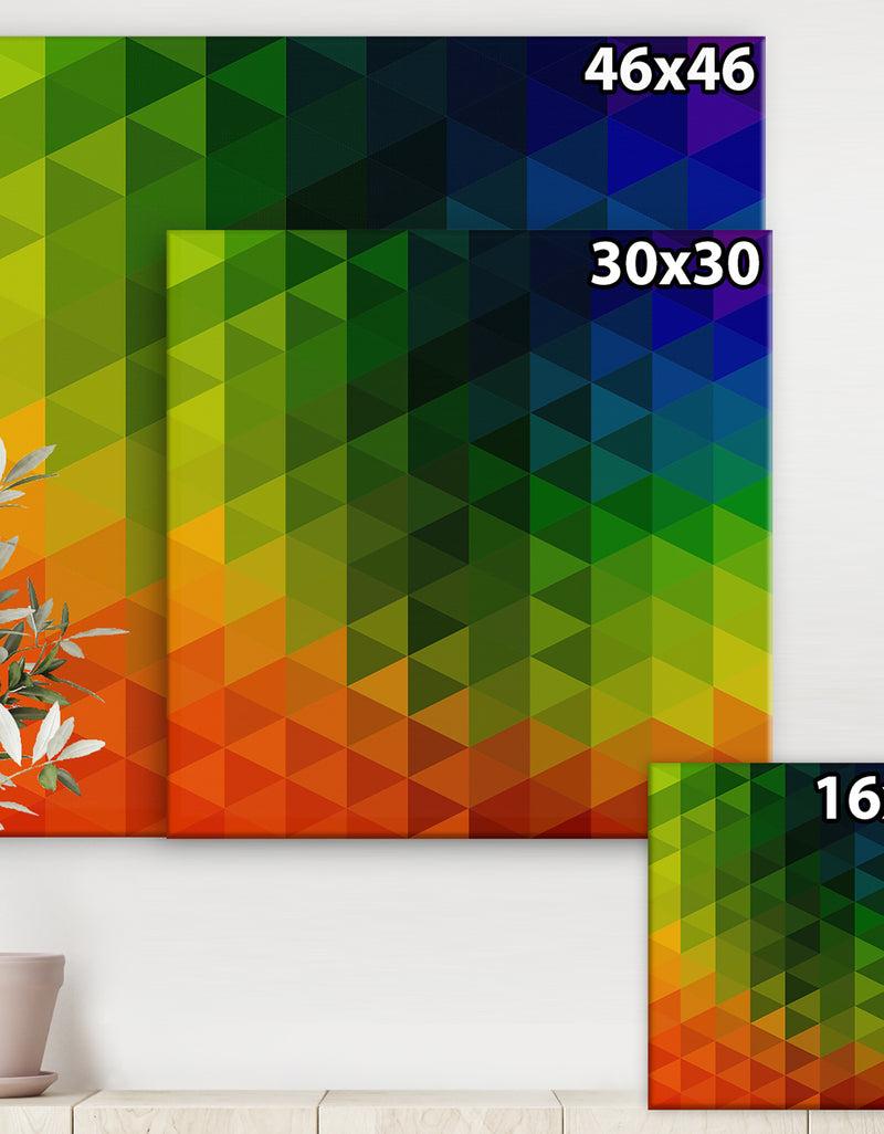 DesignQ Triangular Geometry In Orange Green And Blue - Modern & Contemporary Gallery-wrapped Canvas