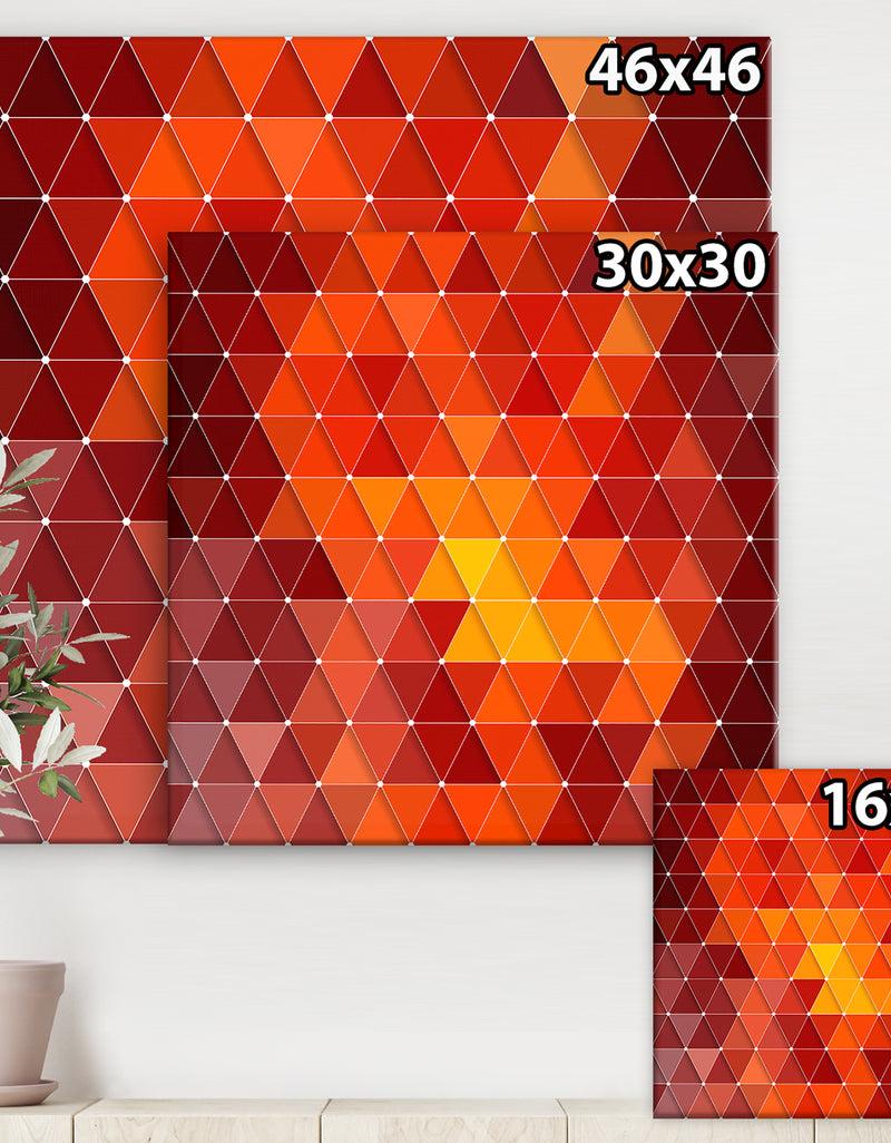 DesignQ Triangular Geometry In Red And Orange - Modern & Contemporary Gallery-wrapped Canvas