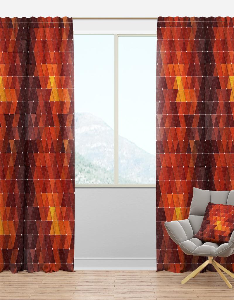 DesignQ Triangular Geometry in Red and Orange - Modern & Contemporary Curtain Panels
