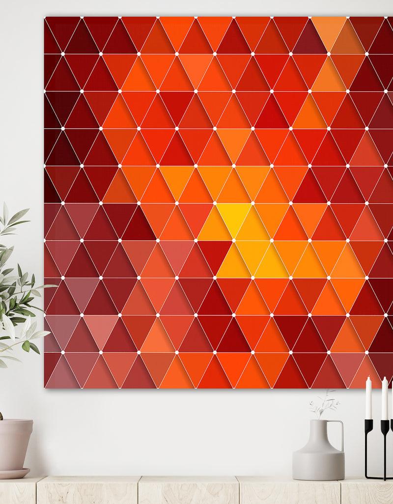 DesignQ Triangular Geometry in Red and Orange - Modern & Contemporary Gallery-wrapped Canvas