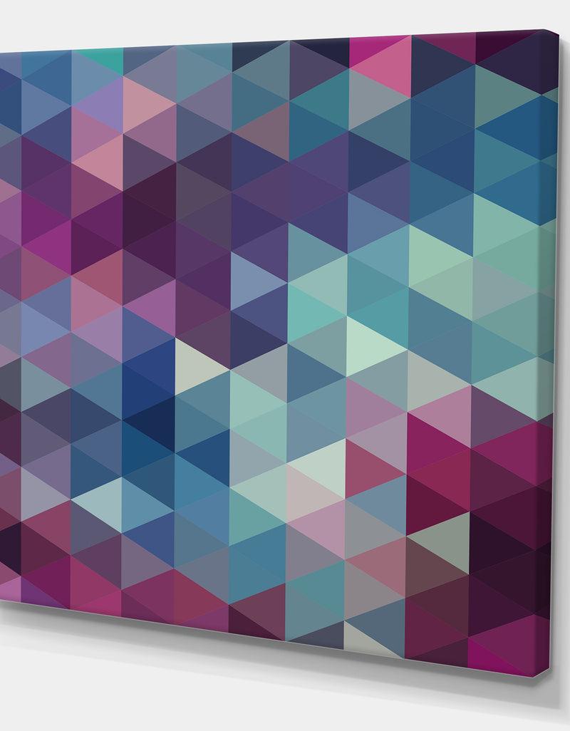 DesignQ Triangular Geometry In Shades Of Blue And Magenta - Modern & Contemporary Premium Canvas Wall Art
