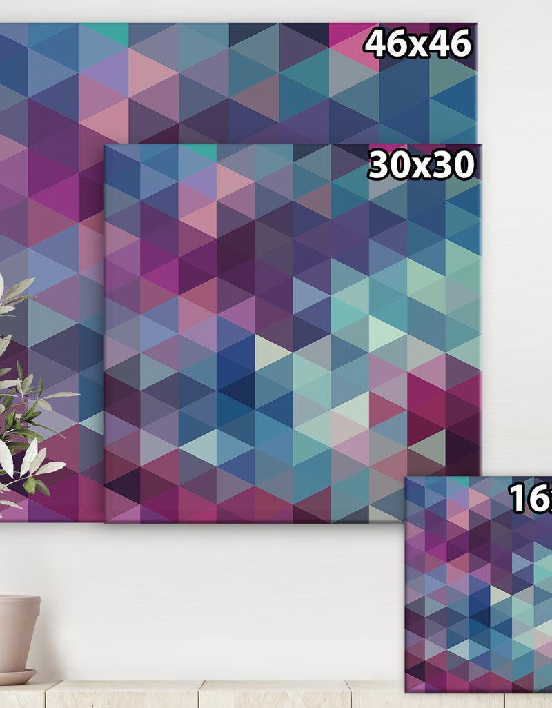 DesignQ Triangular Geometry In Shades Of Blue And Magenta - Modern & Contemporary Premium Canvas Wall Art