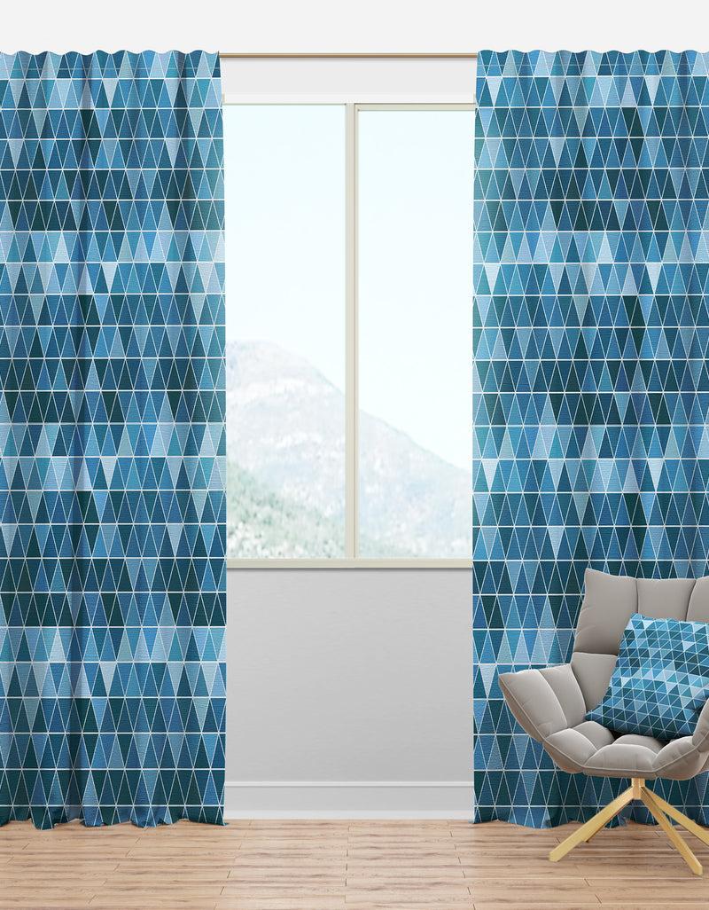 DesignQ Triangular Geometry in Shades of Blue - Modern & Contemporary Curtain Panels