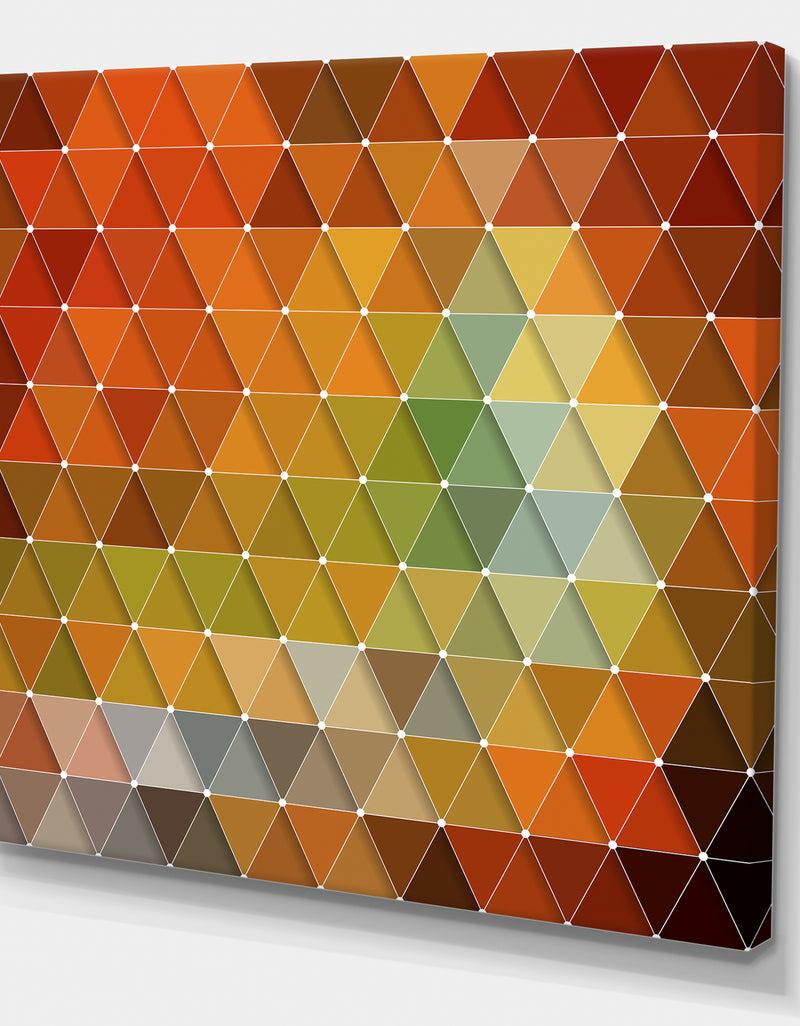 DesignQ Triangular Geometry Red Gray And Green - Modern & Contemporary Canvas Artwork