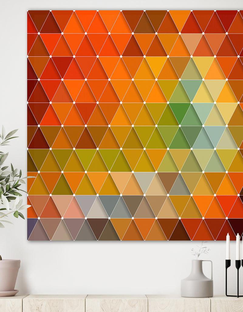 DesignQ Triangular Geometry Red Gray and Green - Modern & Contemporary Canvas Artwork