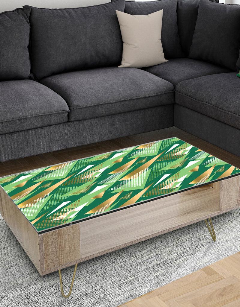 DesignQ Triangular Gold and Green Design I - Glam Coffee Table