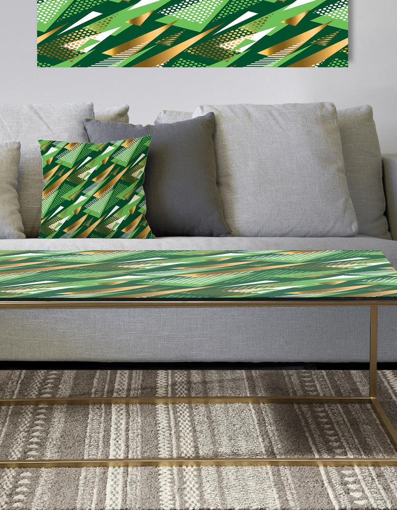 DesignQ Triangular Gold and Green Design I - Metal Glam Coffee Table