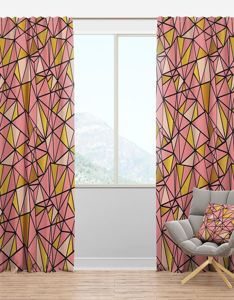 DesignQ Triangular Gold Design II - Mid-Century Modern Curtain Panels