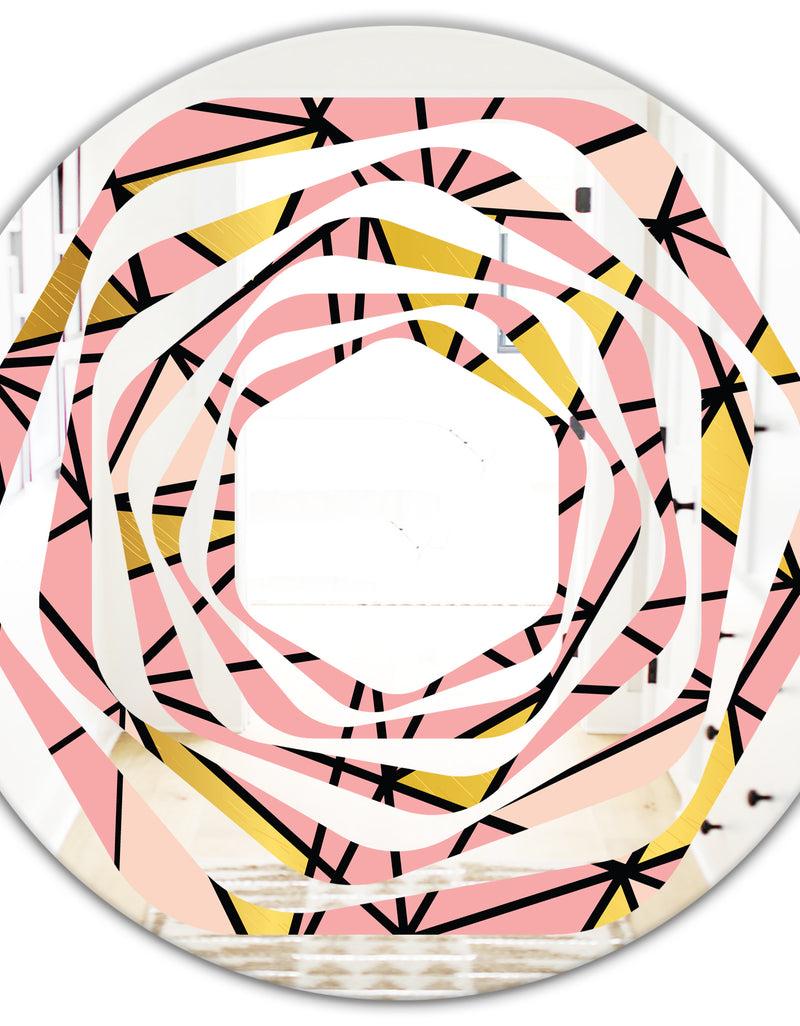 DesignQ Triangular Gold Design II - Modern Round Or Oval Wall Mirror - Whirl