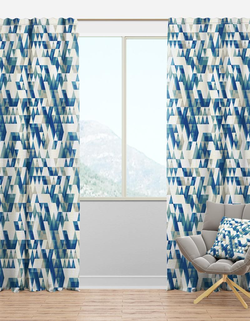 DesignQ Triangular Modern Geometric Blue - Modern & Contemporary Curtain Panels