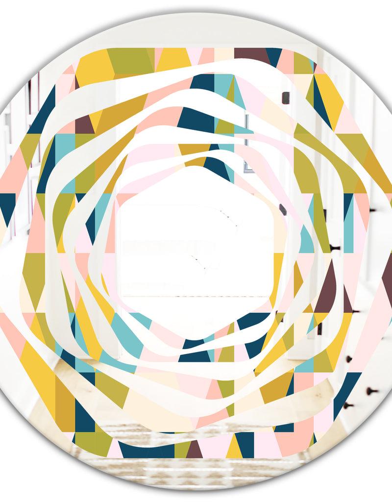 DesignQ Triangular Retro Design I - Modern Round Or Oval Wall Mirror - Whirl