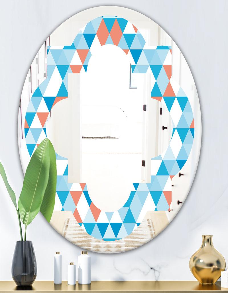 DesignQ Triangular Retro Design II - Modern Round Or Oval Wall Mirror - Quatrefoil