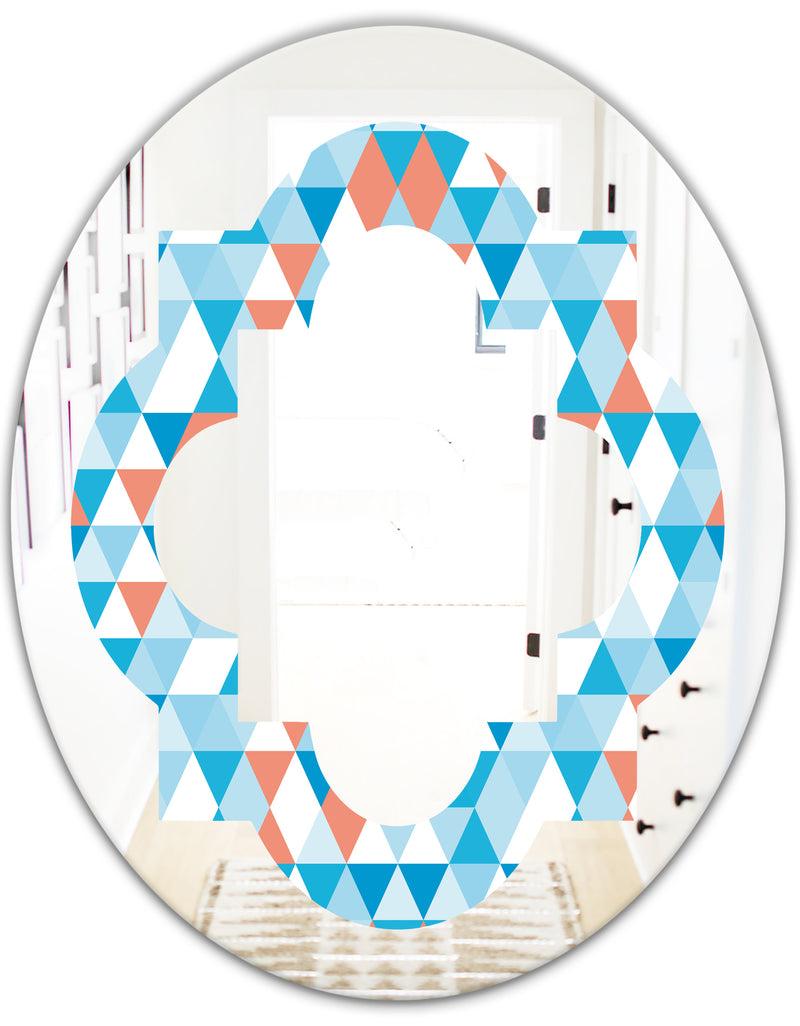 DesignQ Triangular Retro Design II - Modern Round Or Oval Wall Mirror - Quatrefoil
