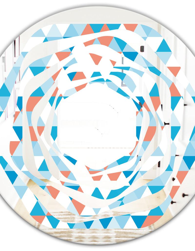 DesignQ Triangular Retro Design II - Modern Round Or Oval Wall Mirror - Whirl