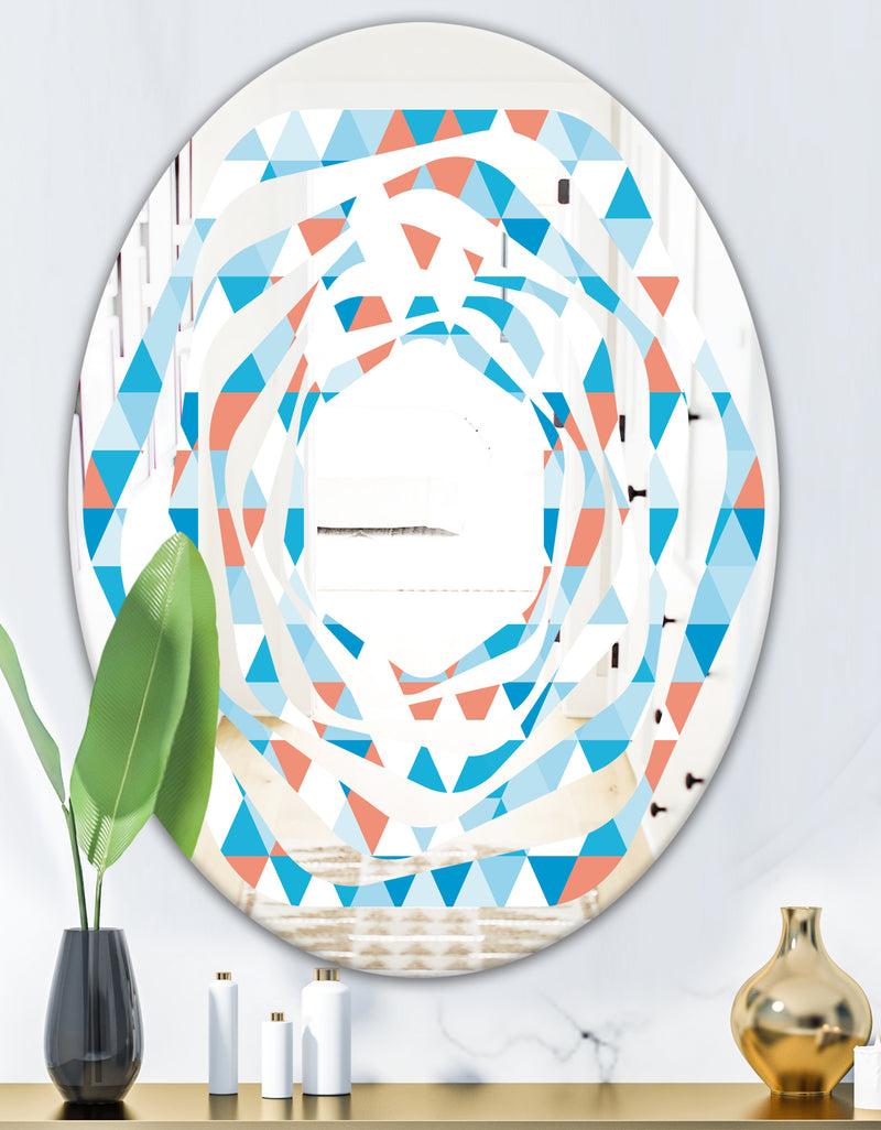 DesignQ Triangular Retro Design II - Modern Round Or Oval Wall Mirror - Whirl