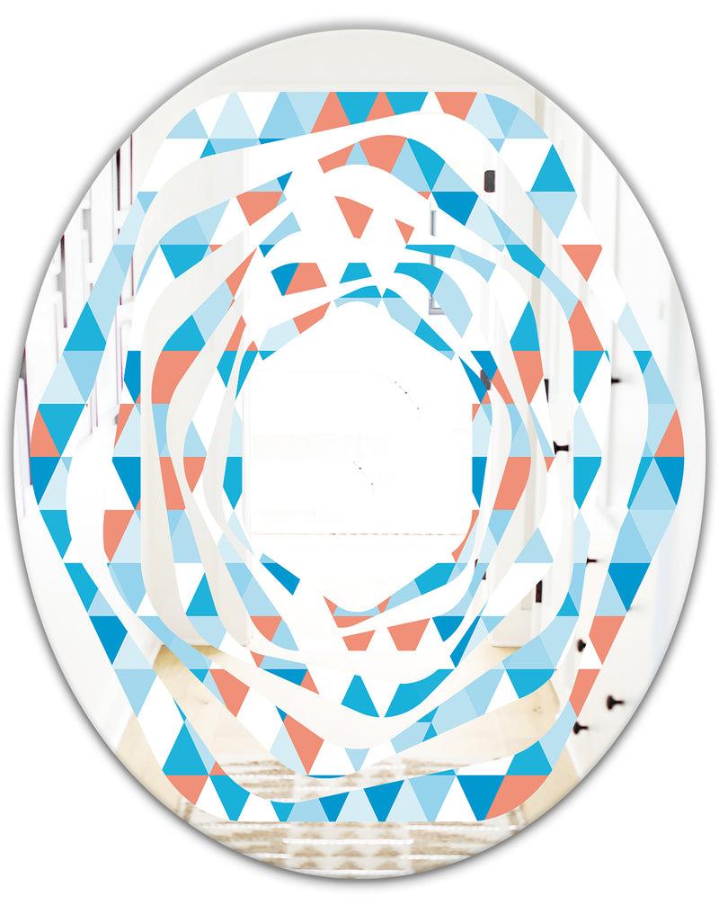 DesignQ Triangular Retro Design II - Modern Round Or Oval Wall Mirror - Whirl