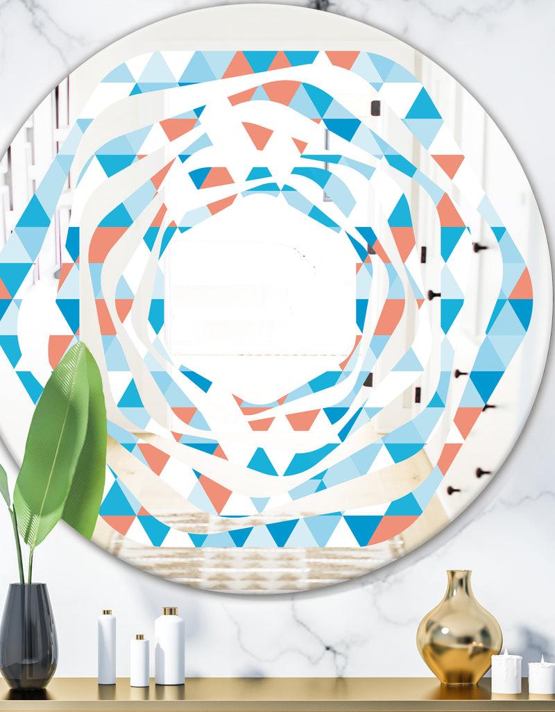 DesignQ Triangular Retro Design II - Modern Round or Oval Wall Mirror - Whirl