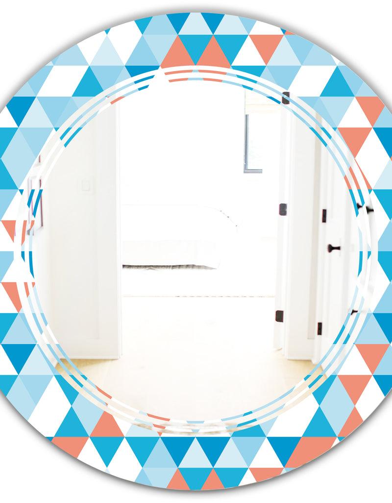 DesignQ Triangular Retro Design II - Modern Round Or Oval Wall Mirror - Triple C