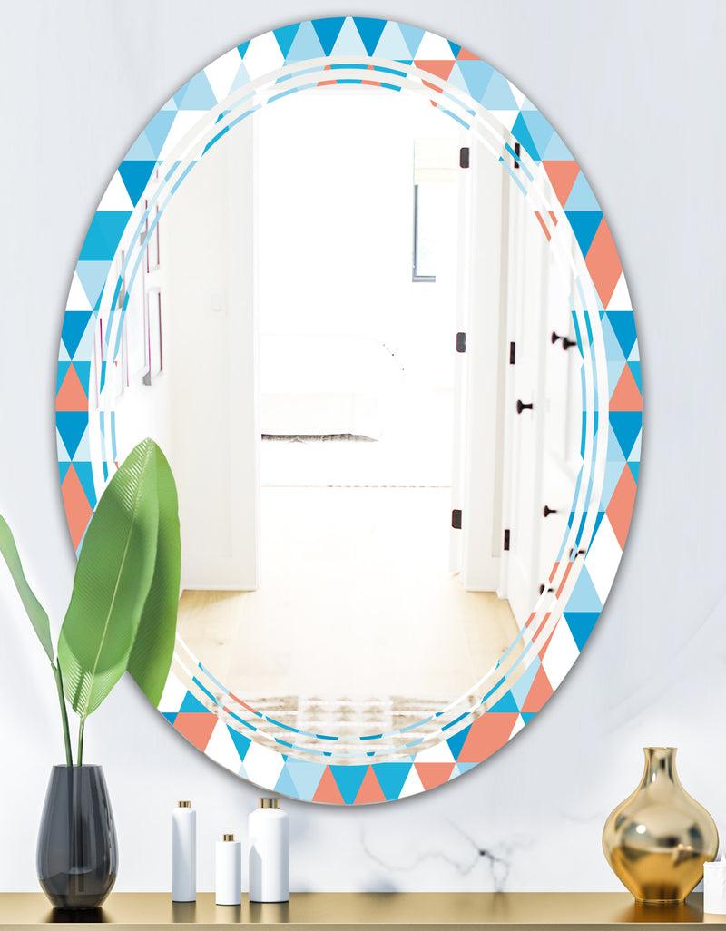 DesignQ Triangular Retro Design II - Modern Round Or Oval Wall Mirror - Triple C