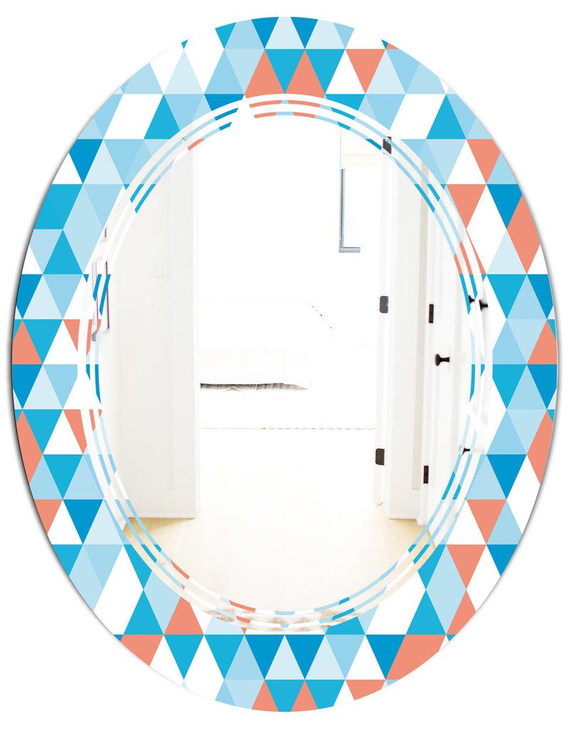 DesignQ Triangular Retro Design II - Modern Round Or Oval Wall Mirror - Triple C