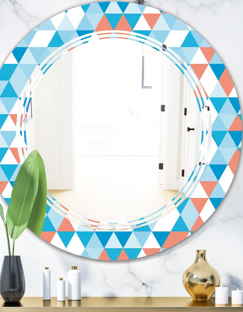 DesignQ Triangular Retro Design II - Modern Round or Oval Wall Mirror - Triple C