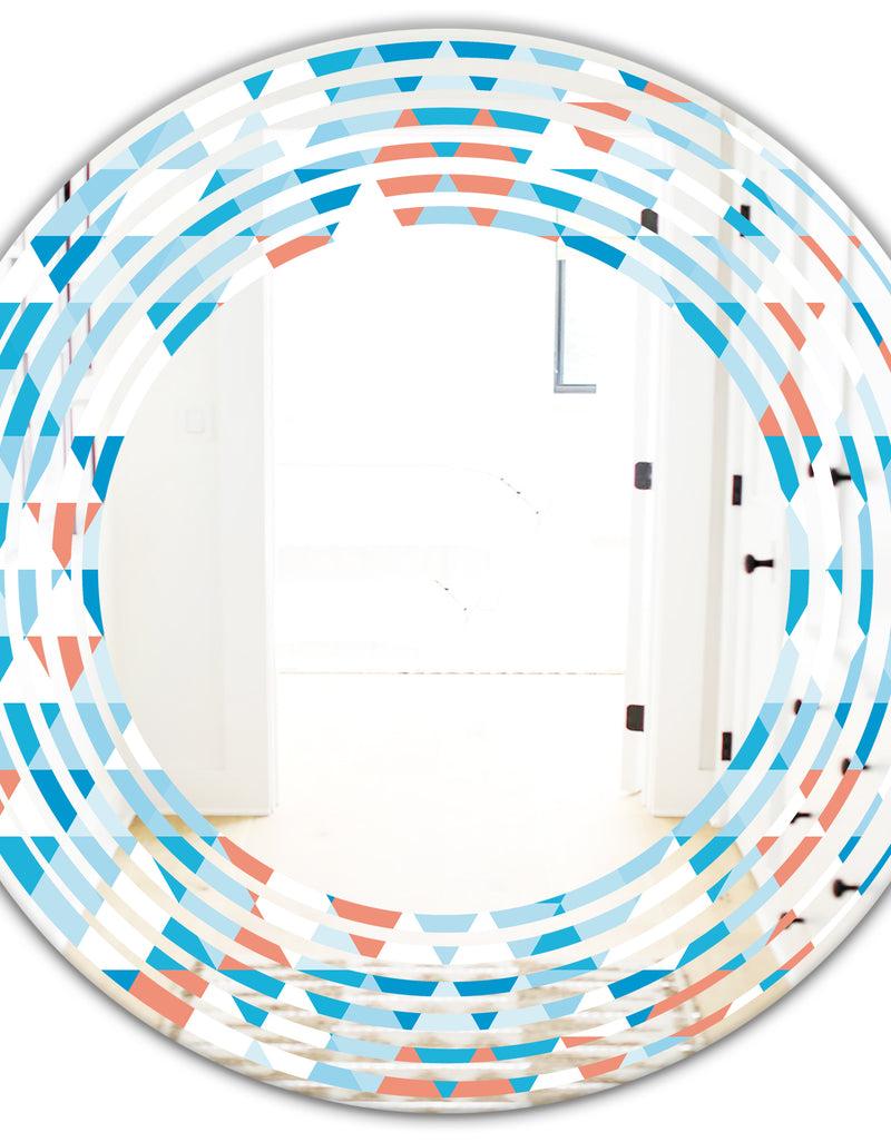 DesignQ Triangular Retro Design II - Modern Round Or Oval Wall Mirror - Wave