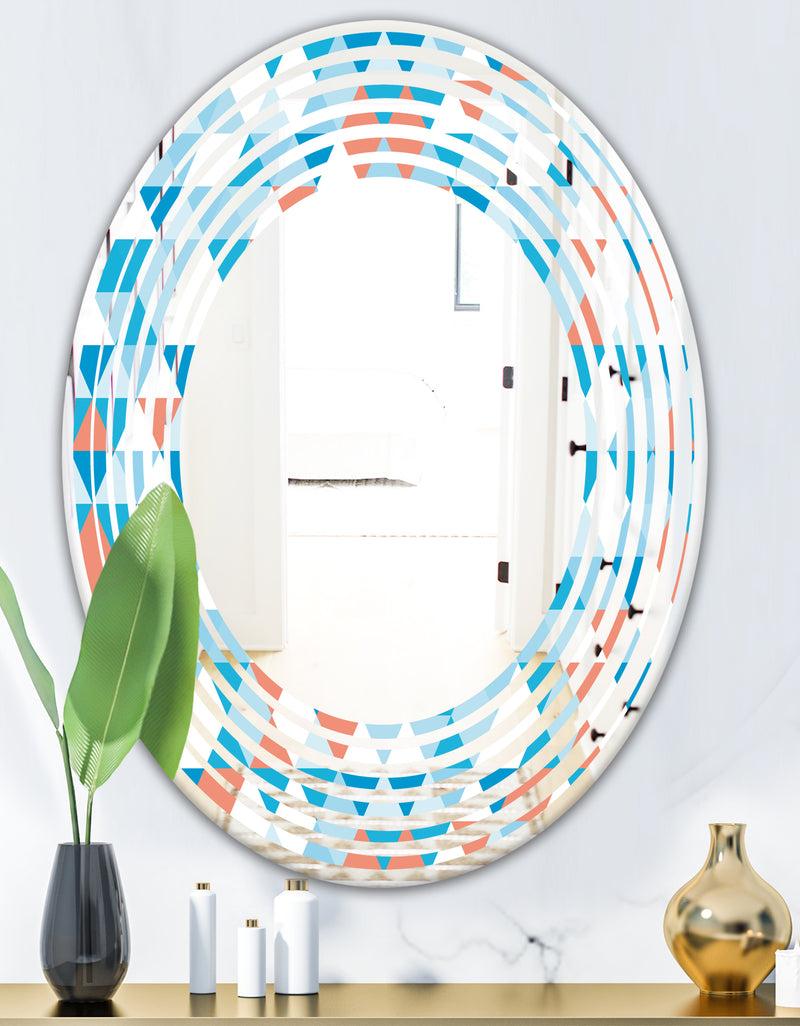 DesignQ Triangular Retro Design II - Modern Round Or Oval Wall Mirror - Wave
