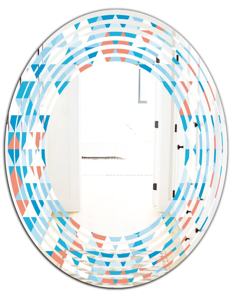 DesignQ Triangular Retro Design II - Modern Round Or Oval Wall Mirror - Wave