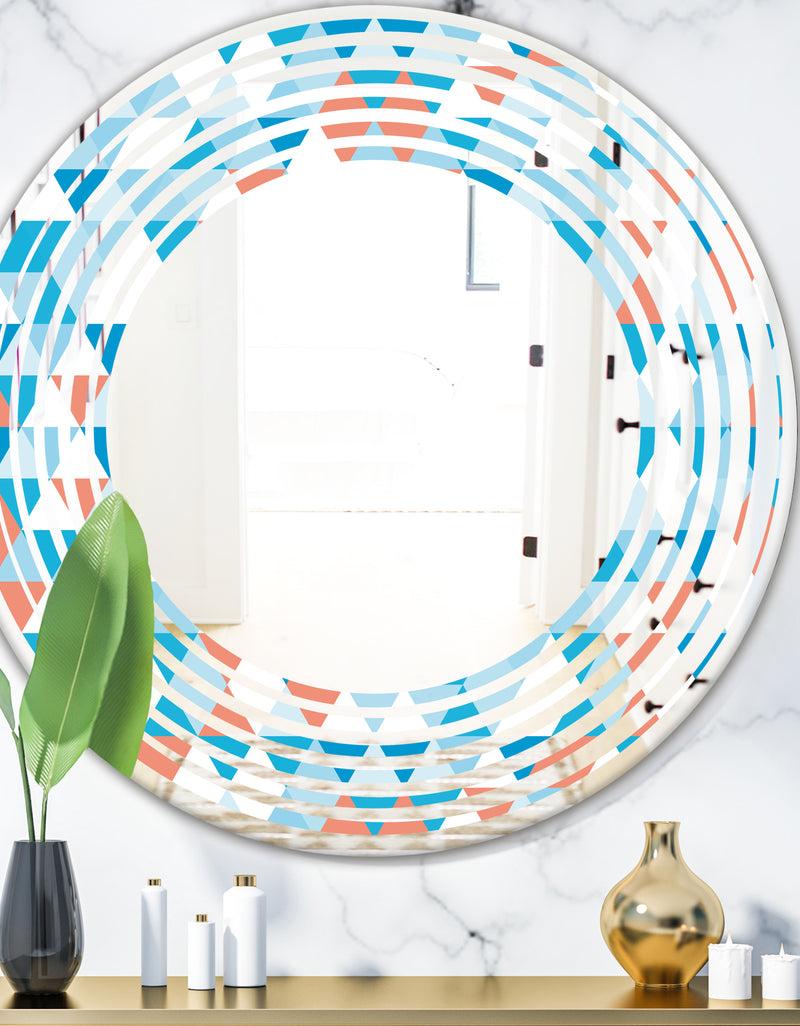 DesignQ Triangular Retro Design II - Modern Round or Oval Wall Mirror - Wave