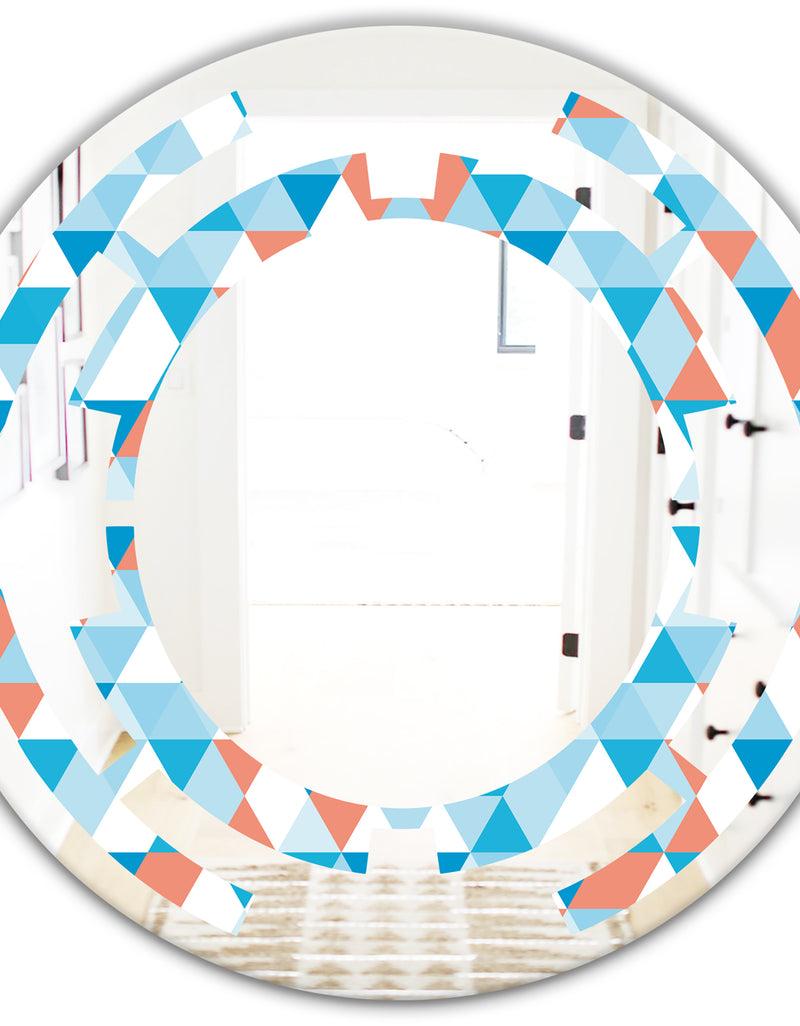 DesignQ Triangular Retro Design II - Modern Round Or Oval Wall Mirror - Space