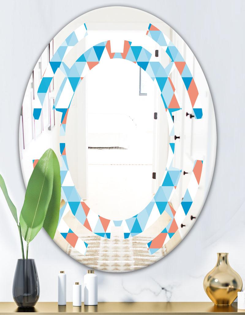 DesignQ Triangular Retro Design II - Modern Round Or Oval Wall Mirror - Space