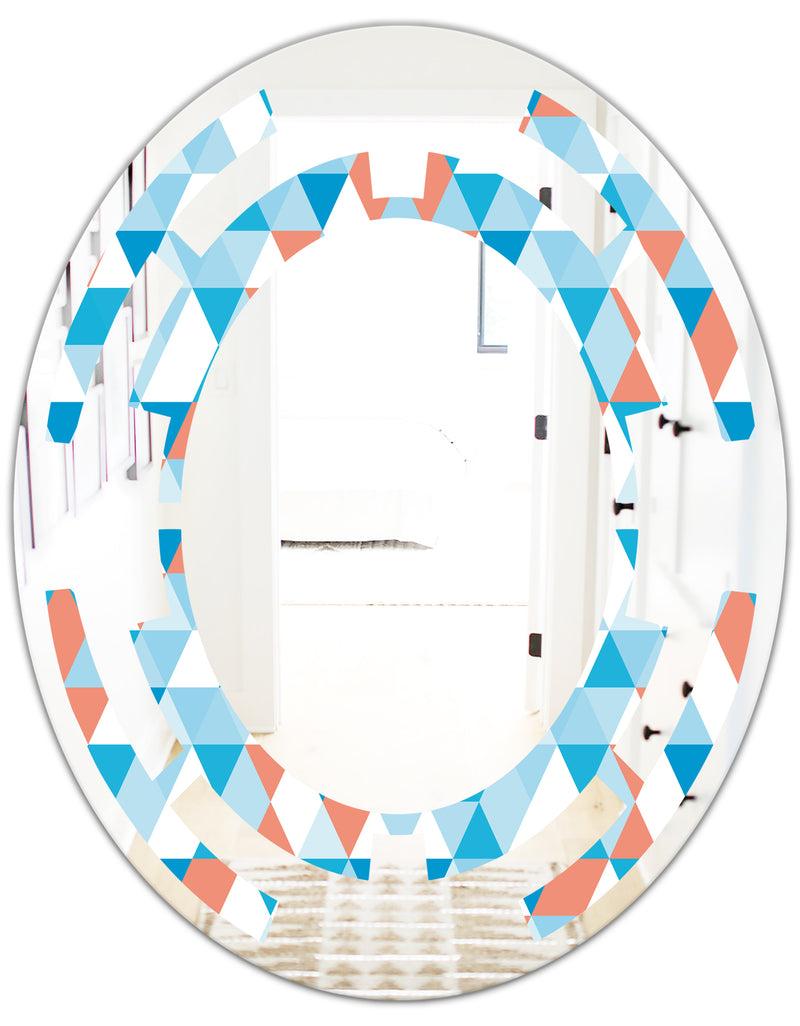 DesignQ Triangular Retro Design II - Modern Round Or Oval Wall Mirror - Space