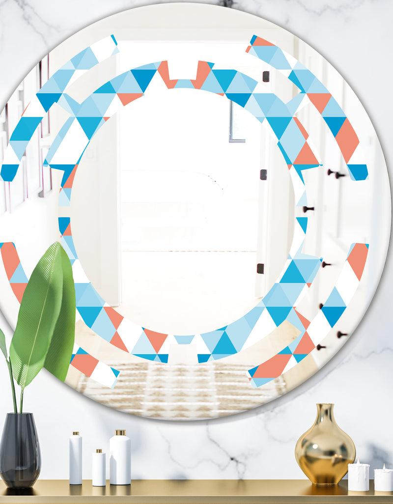 DesignQ Triangular Retro Design II - Modern Round or Oval Wall Mirror - Space