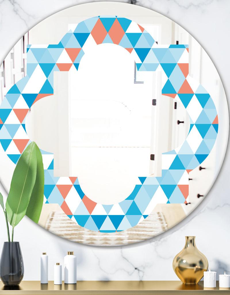 DesignQ Triangular Retro Design II - Modern Round or Oval Wall Mirror - Quatrefoil