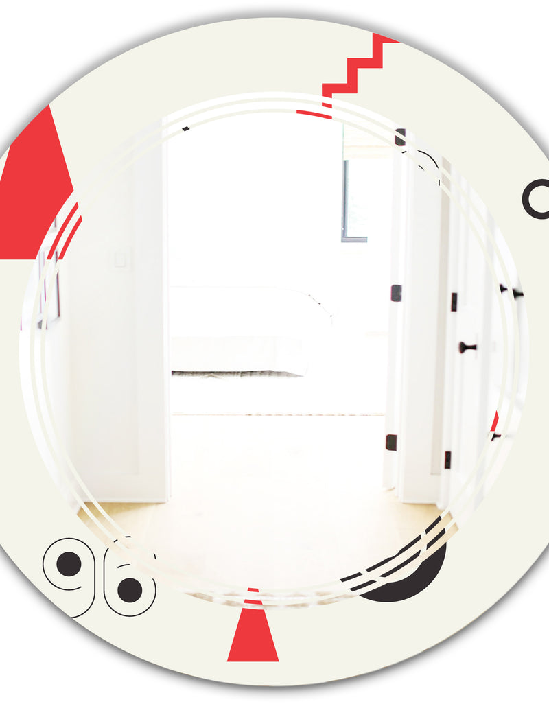 DesignQ Triangular Retro Design III - Modern Round Or Oval Wall Mirror - Triple C