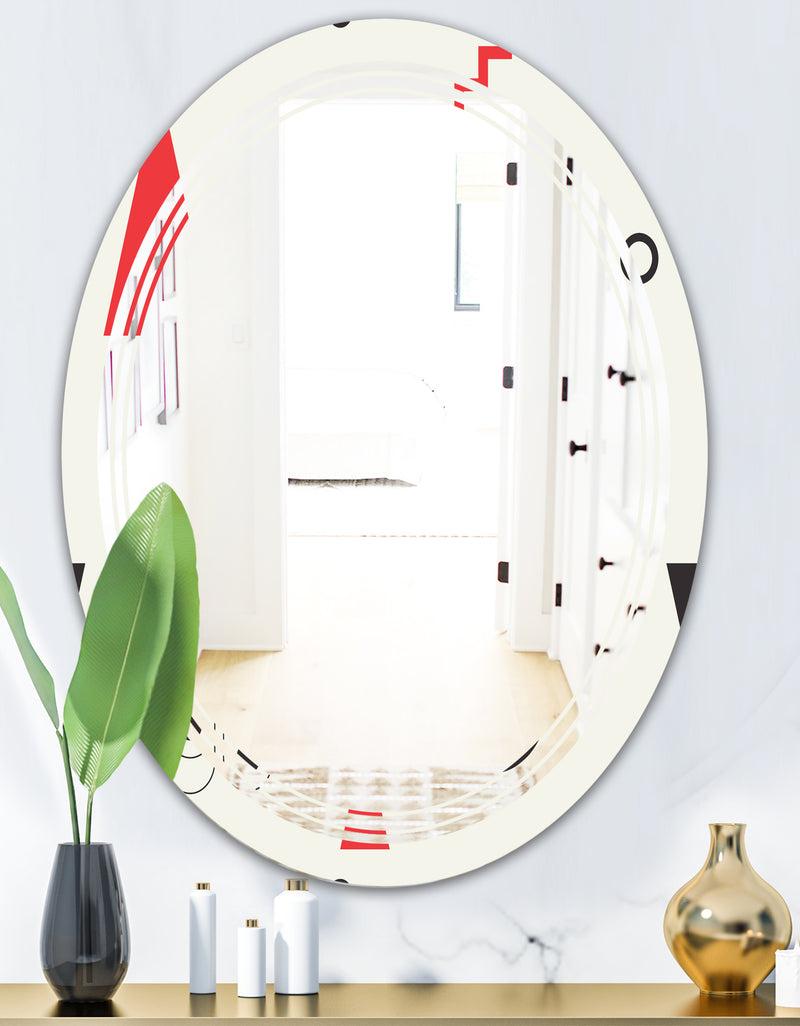 DesignQ Triangular Retro Design III - Modern Round Or Oval Wall Mirror - Triple C