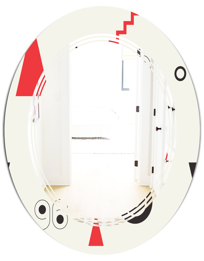 DesignQ Triangular Retro Design III - Modern Round Or Oval Wall Mirror - Triple C